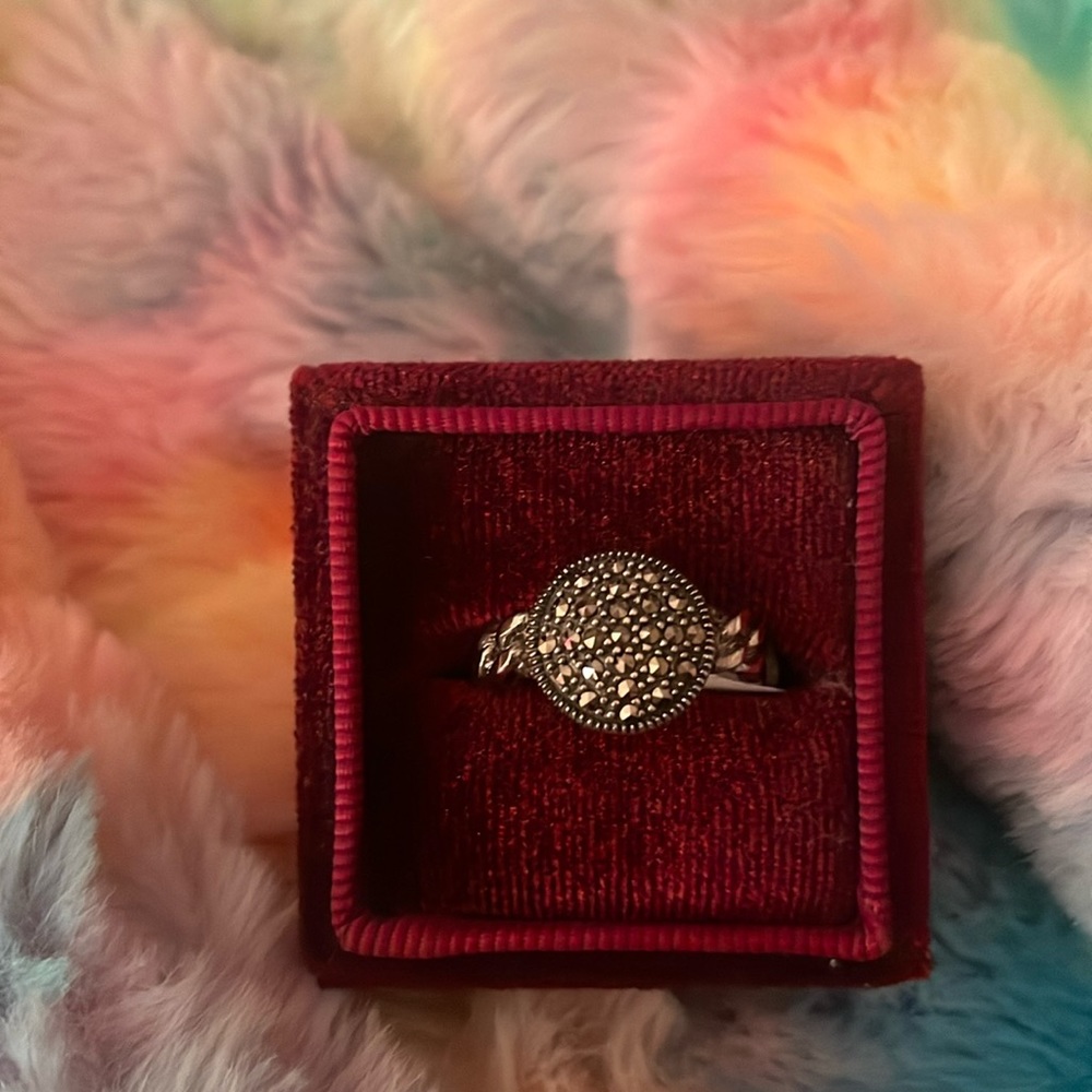 Imported Natural Genuine Marcasite .925 SS Ring